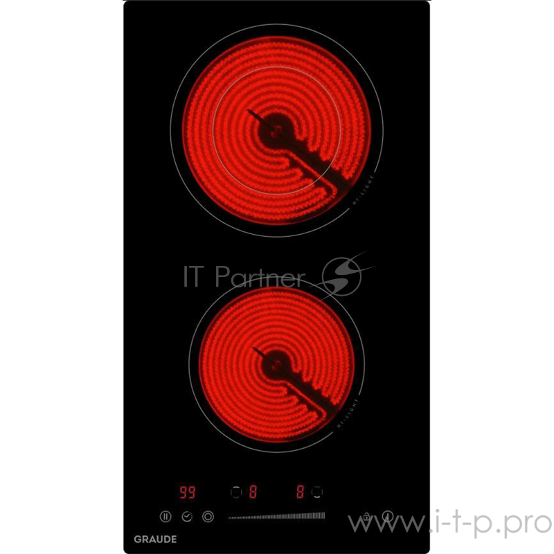 Встраиваемые электрические панели Graude Встраиваемые электрические панели Graude/ Электрическая, стеклокерамика, домино, 5.1 х 28.8 х 52 см, 9 ступеней нагрева, Функция таймера, Индикация нагрева, Индикация красного цвета, Автоматическое отключени