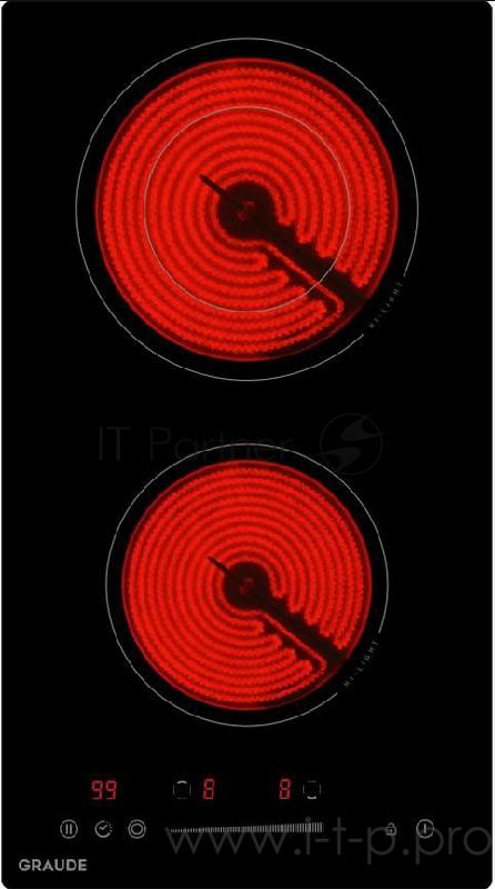 Встраиваемые электрические панели Graude Встраиваемые электрические панели Graude/ Электрическая, стеклокерамика, домино, 5.1 х 28.8 х 52 см, 9 ступеней нагрева, Функция таймера, Индикация нагрева, Индикация красного цвета, Автоматическое отключени