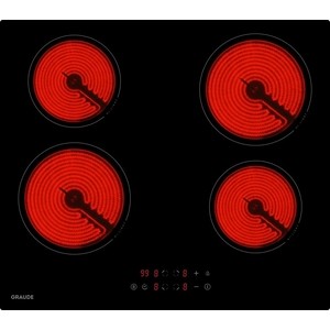 Встраиваемые электрические панели Graude Встраиваемые электрические панели Graude/ 60 см, Электрическая, стеклокерамика, 5.1 х 59 х 52 см, 9 ступеней нагрева, Функция таймера, Индикация нагрева, Индикация красного цвета, Автоматическое отключение,