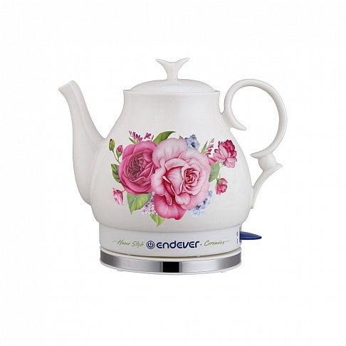 Чайник Endever KR-400C белый/рисунок цветы