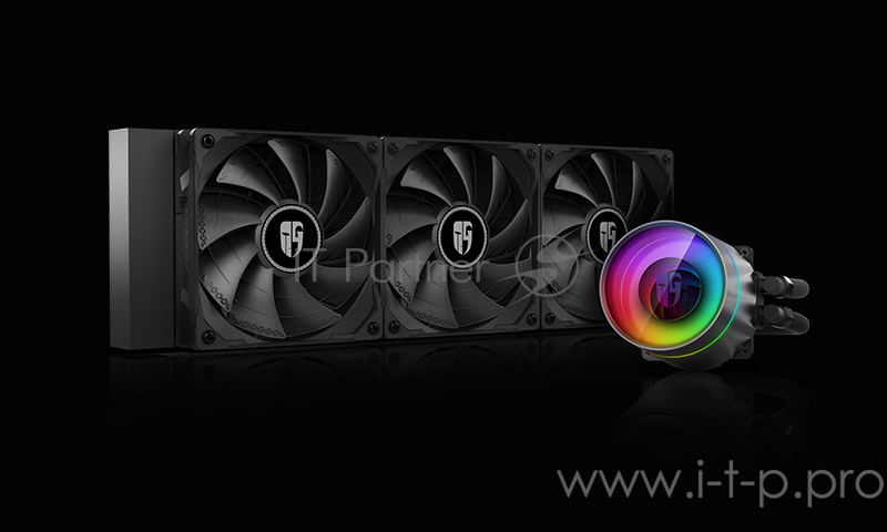 Комплект водяного охлаждения DEEPCOOL CASTLE 360EX LGA20XX/LGA1366/LGA115X/TR4/AM (6шт/кор,TDP 300W, ARGB Lighting pump, Anti-Leak edition, PWM, TRIPLE FAN) RET