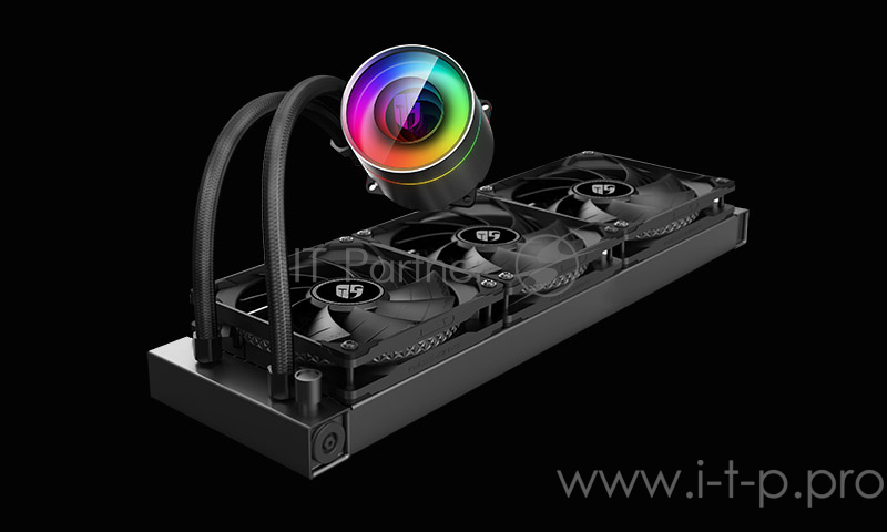 Комплект водяного охлаждения DEEPCOOL CASTLE 360EX LGA20XX/LGA1366/LGA115X/TR4/AM (6шт/кор,TDP 300W, ARGB Lighting pump, Anti-Leak edition, PWM, TRIPLE FAN) RET