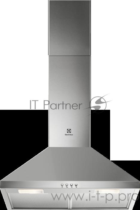 Вытяжки ELECTROLUX Вытяжки ELECTROLUX/ Kitchen Retail ! Настенный монтаж, размер 60 см, нержавеющая сталь, 1 мотор, 430 м3/ч, 4 скорости, управление: кнопочное, жировых фильтров: 2 металических, лапм освещения: 3