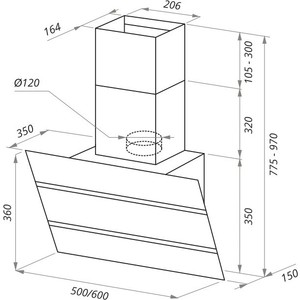 ВЫТЯЖКА MAUNFELD BRIDGE 60 INOX Glass Black/ Тип: подвесная, Цвет: нержавеющая сталь/черное стекло