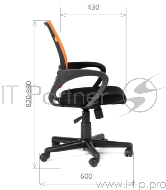 Офисное кресло Chairman 696 оранжевое (ткань TW, сетчатый TW, пластик, газпатрон 3 кл)