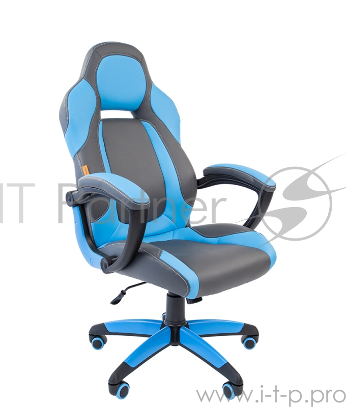 Кресло Chairman game 20 серый/голубой Кресло геймерское (экокожа, регулируемый угол наклона, механизм качания)