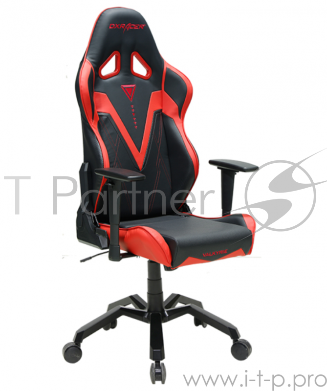 Игровое кресло DXRacer Valkyrie чёрно-красное (OH/VB03/NR, кожа-PU, регулируемый угол наклона, механизм качания)