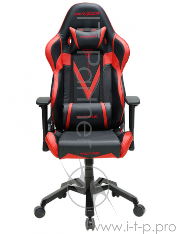 Игровое кресло DXRacer Valkyrie чёрно-красное (OH/VB03/NR, кожа-PU, регулируемый угол наклона, механизм качания)