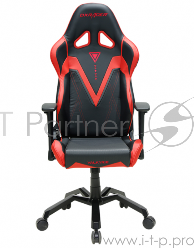 Игровое кресло DXRacer Valkyrie чёрно-красное (OH/VB03/NR, кожа-PU, регулируемый угол наклона, механизм качания)