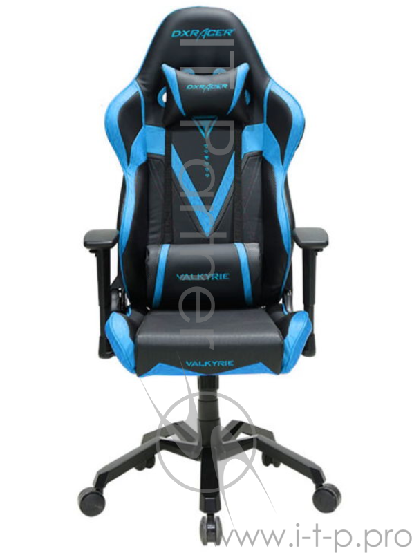 Игровое кресло DXRacer Valkyrie чёрно-синее (OH/VB03/NB, кожа-PU, регулируемый угол наклона, механизм качания)