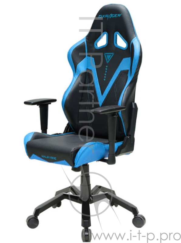 Игровое кресло DXRacer Valkyrie чёрно-синее (OH/VB03/NB, кожа-PU, регулируемый угол наклона, механизм качания)