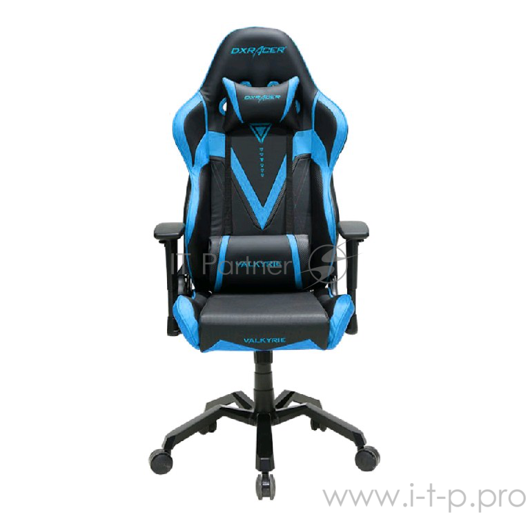 Игровое кресло DXRacer Valkyrie чёрно-синее (OH/VB03/NB, кожа-PU, регулируемый угол наклона, механизм качания)