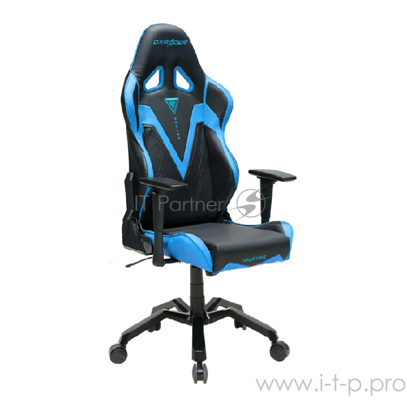 Игровое кресло DXRacer Valkyrie чёрно-синее (OH/VB03/NB, кожа-PU, регулируемый угол наклона, механизм качания)