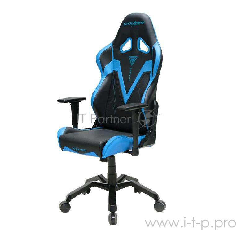 Игровое кресло DXRacer Valkyrie чёрно-синее (OH/VB03/NB, кожа-PU, регулируемый угол наклона, механизм качания)