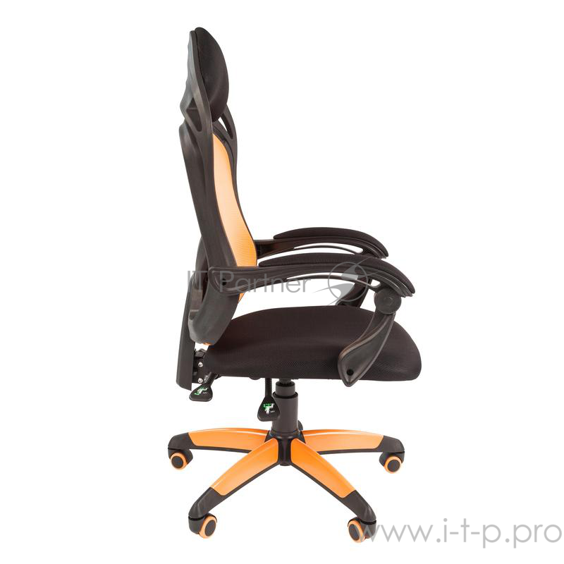 Геймерское кресло Chairman game 12 чёрное/оранжевое (ткань, сетчатый акрил, пластик, газпатрон 3 кл, ролики, механизм качания)
