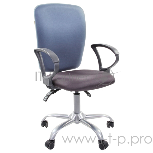 Офисное кресло Chairman 9801 серое/голубое (ткань, пластик/хромированный металл, газпатрон 3 кл, ролики, асинхронный механизм качания)