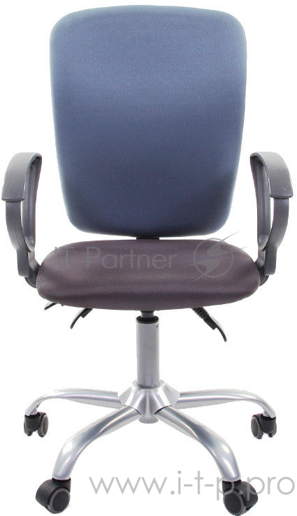 Офисное кресло Chairman 9801 серое/голубое (ткань, пластик/хромированный металл, газпатрон 3 кл, ролики, асинхронный механизм качания)