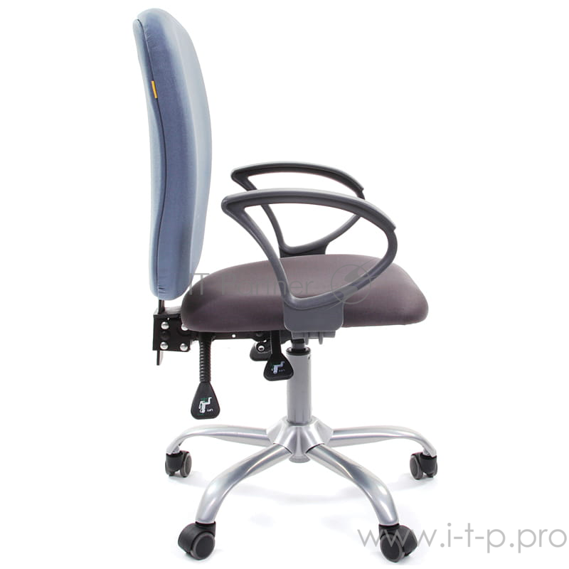 Офисное кресло Chairman 9801 серое/голубое (ткань, пластик/хромированный металл, газпатрон 3 кл, ролики, асинхронный механизм качания)