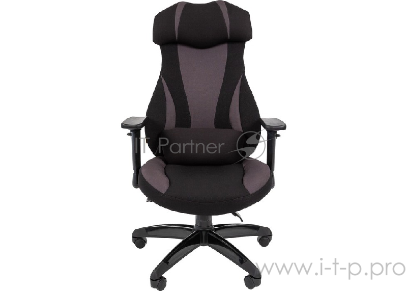 Геймерское кресло Chairman game 14 чёрное/серое (ткань, пластик, газпатрон 3 кл, ролики, механизм качания)