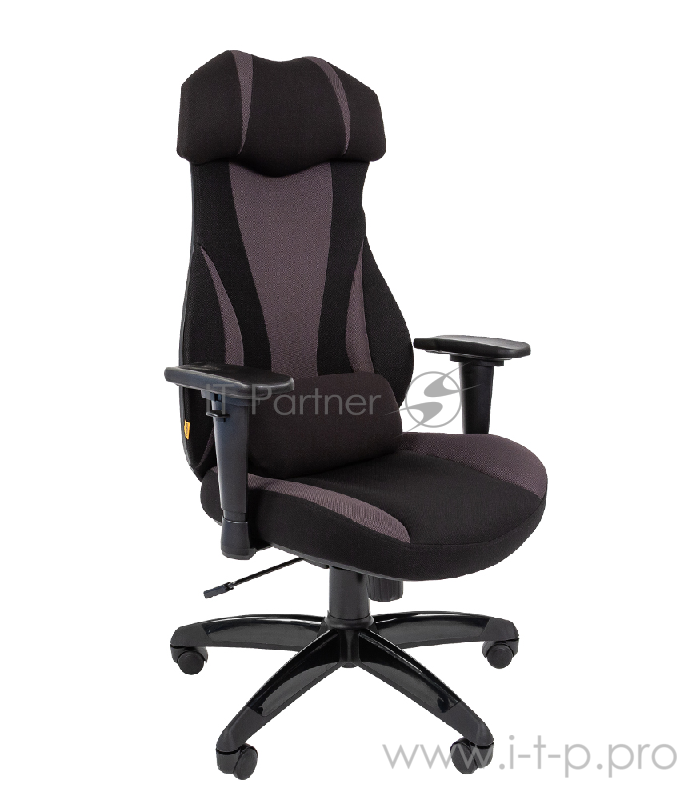 Геймерское кресло Chairman game 14 чёрное/серое (ткань, пластик, газпатрон 3 кл, ролики, механизм качания)