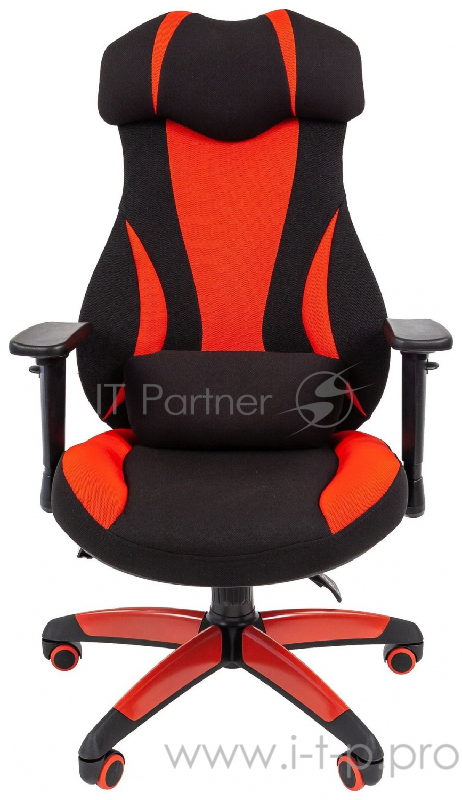 Геймерское кресло Chairman game 14 чёрное/красное (ткань, пластик, газпатрон 3 кл, ролики, механизм качания)