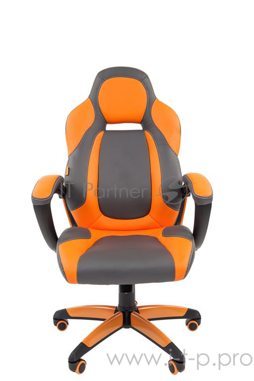 Кресло геймерское Chairman game 20 серый/оранжевый (экокожа, регулируемый угол наклона, механизм качания)