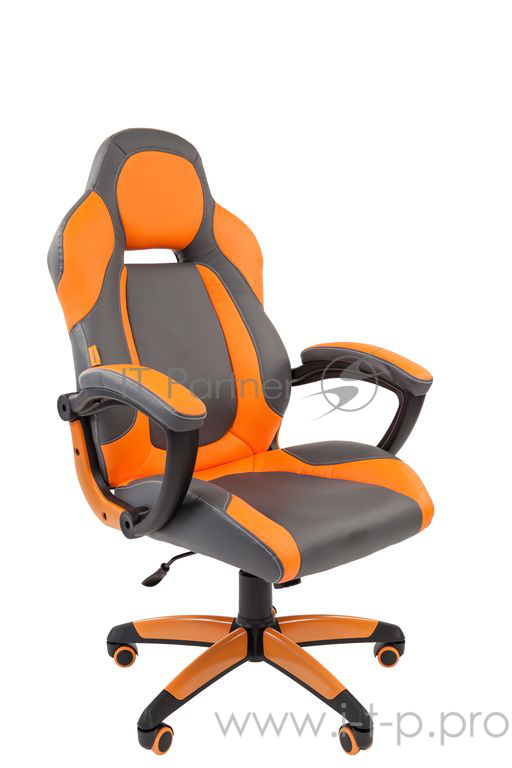 Кресло геймерское Chairman game 20 серый/оранжевый (экокожа, регулируемый угол наклона, механизм качания)