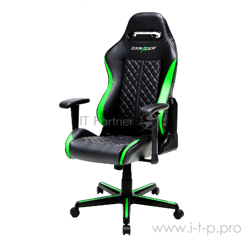 DXRacer Drifting Игровое кресло чёрно-зелёное (OH/DH73/NE, кожа-PU, регулируемый угол наклона, механизм качания)