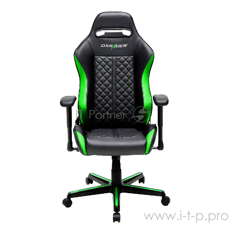 DXRacer Drifting Игровое кресло чёрно-зелёное (OH/DH73/NE, кожа-PU, регулируемый угол наклона, механизм качания)