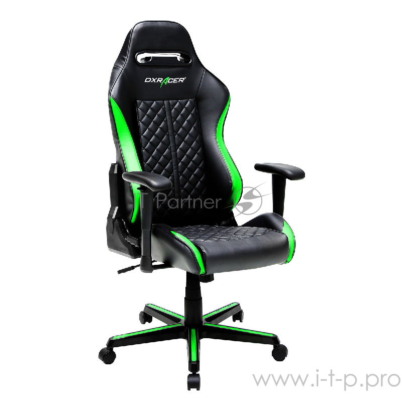 DXRacer Drifting Игровое кресло чёрно-зелёное (OH/DH73/NE, кожа-PU, регулируемый угол наклона, механизм качания)