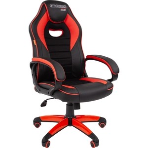 Игровое кресло Chairman game 16 чёрный/красный (экокожа, регулируемый угол наклона, механизм качания)