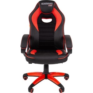 Игровое кресло Chairman game 16 чёрный/красный (экокожа, регулируемый угол наклона, механизм качания)