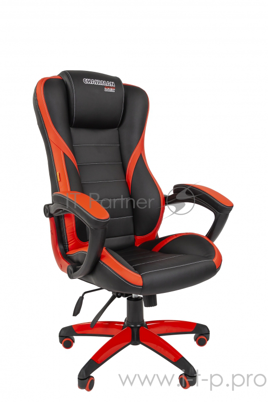 Chairman game 22 Игровое кресло черный/красный (экокожа, регулируемый угол наклона, механизм качания)