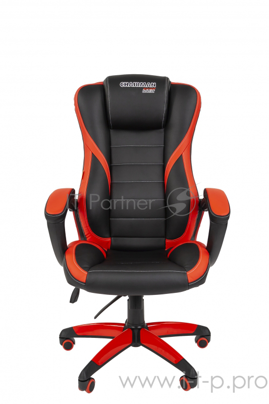 Chairman game 22 Игровое кресло черный/красный (экокожа, регулируемый угол наклона, механизм качания)