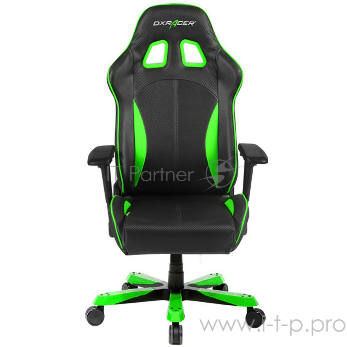 DXRacer King Игровое кресло чёрно-зелёное (OH/KS57/NE, экокожа, регулируемый угол наклона)