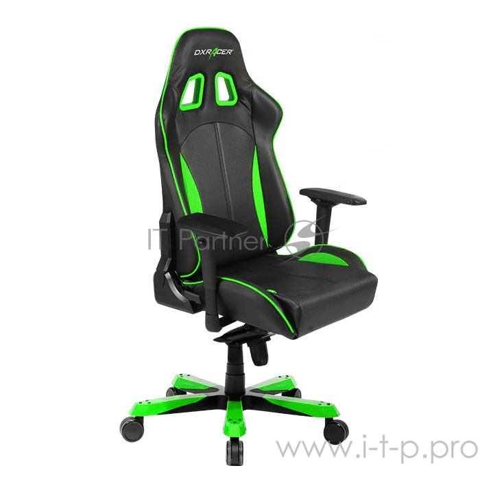 DXRacer King Игровое кресло чёрно-зелёное (OH/KS57/NE, экокожа, регулируемый угол наклона)
