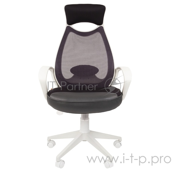 Офисное кресло Chairman 840 чёрное (ткань, БЕЛЫЙ пластик, газпатрон 3 кл, ролики, механизм качания)