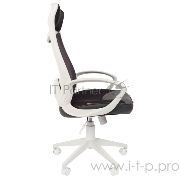 Офисное кресло Chairman 840 чёрное (ткань, БЕЛЫЙ пластик, газпатрон 3 кл, ролики, механизм качания)