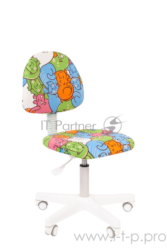 Chairman Kids 104 котики кресло для детских комнат (велюр, белый пластик, газпатрон 3 кл)