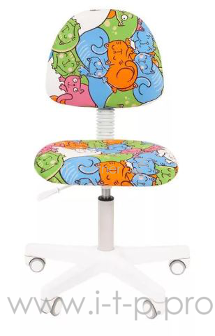 Chairman Kids 104 котики кресло для детских комнат (велюр, белый пластик, газпатрон 3 кл)