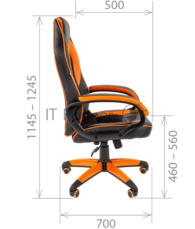 Игровое кресло Chairman game 16 чёрный/оранжевый (экокожа, регулируемый угол наклона, механизм качания)