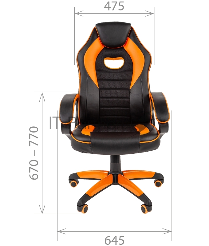Игровое кресло Chairman game 16 чёрный/оранжевый (экокожа, регулируемый угол наклона, механизм качания)