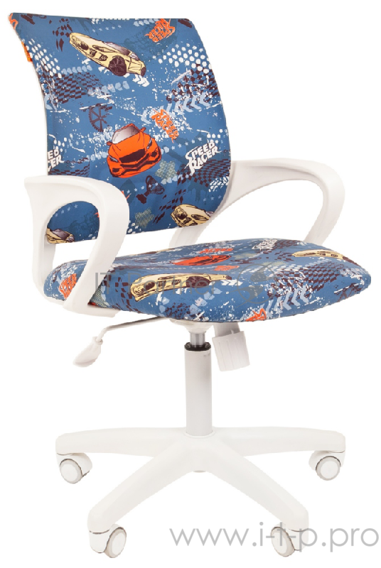Chairman Kids 103 машинки кресло для детских комнат (велюр, подлокотники, белый пластик, газпатрон 3 кл)