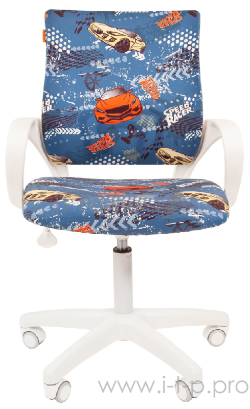 Chairman Kids 103 машинки кресло для детских комнат (велюр, подлокотники, белый пластик, газпатрон 3 кл)