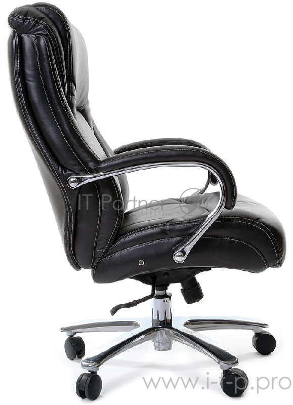 Офисное кресло Chairman 402 чёрное (натуральная кожа, ромированный металл, газпатрон 4 кл, ролики BIFMA 5,1, механизм качания)