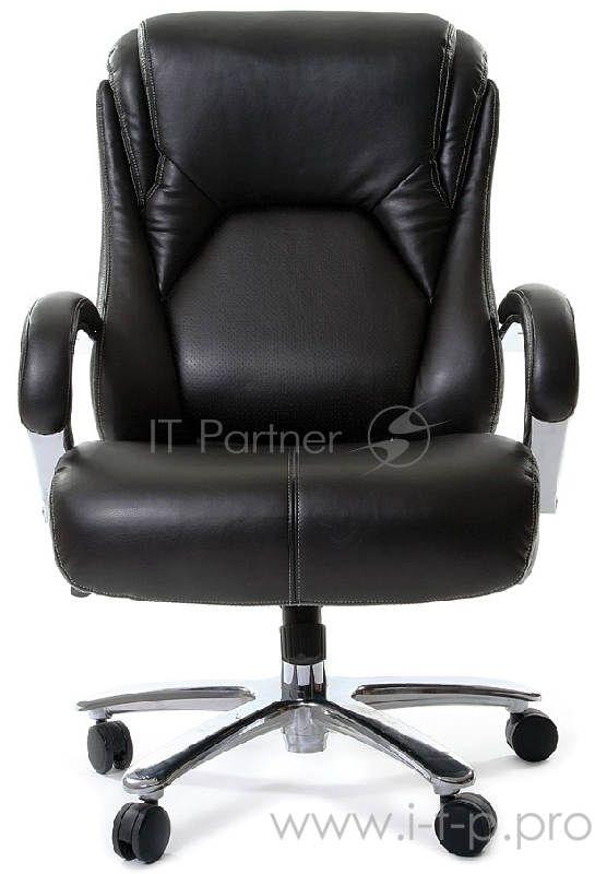 Офисное кресло Chairman 402 чёрное (натуральная кожа, ромированный металл, газпатрон 4 кл, ролики BIFMA 5,1, механизм качания)