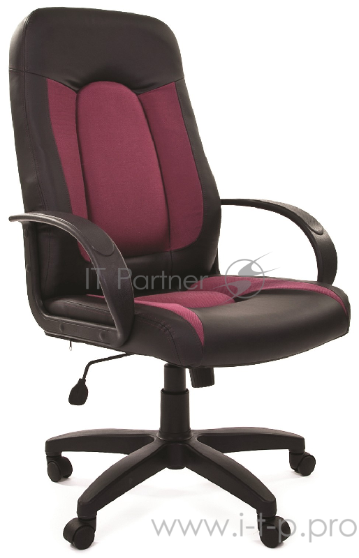 Chairman 429 чёрно-бордовое Офисное кресло (экокожа, акрил, пластик, газпатрон 3 кл, ролики, механизм качания)
