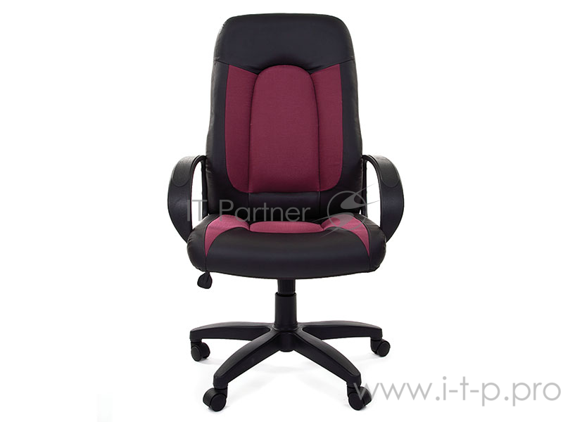 Chairman 429 чёрно-бордовое Офисное кресло (экокожа, акрил, пластик, газпатрон 3 кл, ролики, механизм качания)