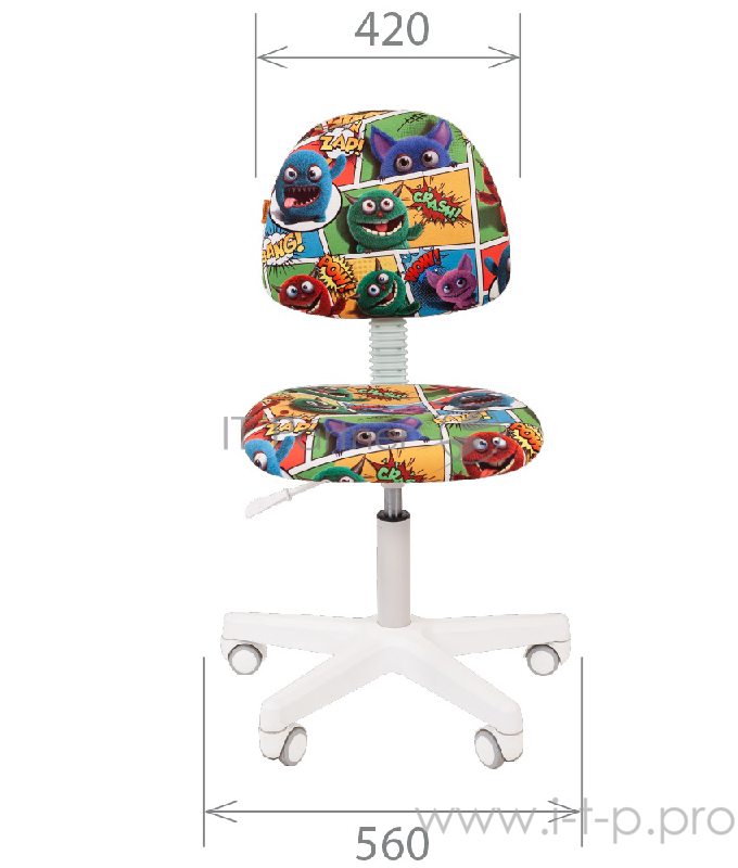 Chairman Kids 104 монстры кресло для детских комнат (велюр, белый пластик, газпатрон 3 кл)