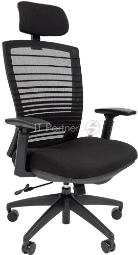 Chairman 285 N чёрное офисное кресло (нейлон, сетчатый акрил, пластик, газпатрон 3 кл, ролики, механизм качания)